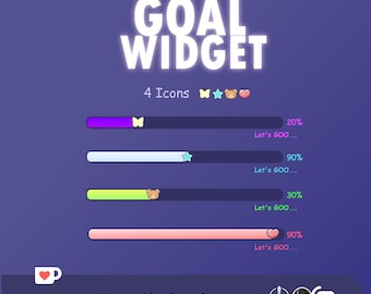 Minimalistic Goal Widget for Twitch, Custom Goal Widget, Cute Widget for Streaming | OBS | StreamElements  | Twitch | Customize