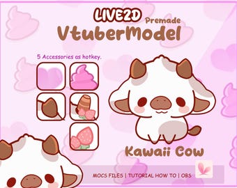 Kawaii Ko Vtuber-modell färdig, färdig Vtuber-modell, Vtuber-modell och riggning, färdig Vtuber för Twitch och Youtube, 2D-vtuber