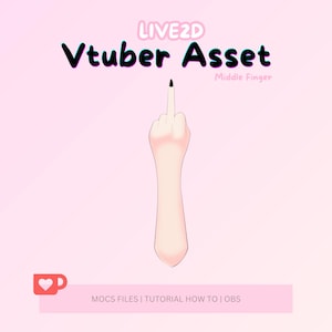 Middle Finger Vtuber Asset, Ready to use Vtuber Asset, Customizable Vtuber Item, Vtuber Hand Asset for Vtuber Studio | OBS | Live2D