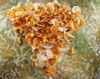 Shell and Pearl  Necklace and Earrings