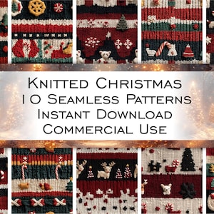 Papier numérique, motif de Noël tricoté sans couture, motifs confortables de style Noël. Conception de texture de vacances festives. Idéal pour une utilisation commerciale