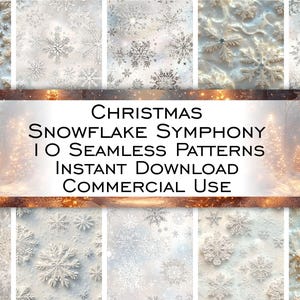 Papel Digital. Padrões Sem Costura de Flocos de Neve de Natal. Cada design apresenta flocos de neve requintados em diversos formatos complexos.