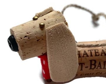 Dachshund Cork Ornament, Upcycled Wine Cork Figurine, Pet Owner Gift