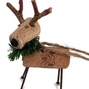 Wine Cork Reindeer Ornament, Cork Ornament image 1