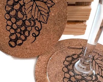 Wine themed cork coasters