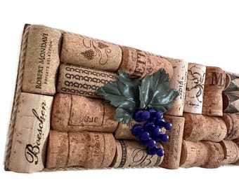 Recycled Cork Board Memo Display, Jute Trim, Grape Tacks