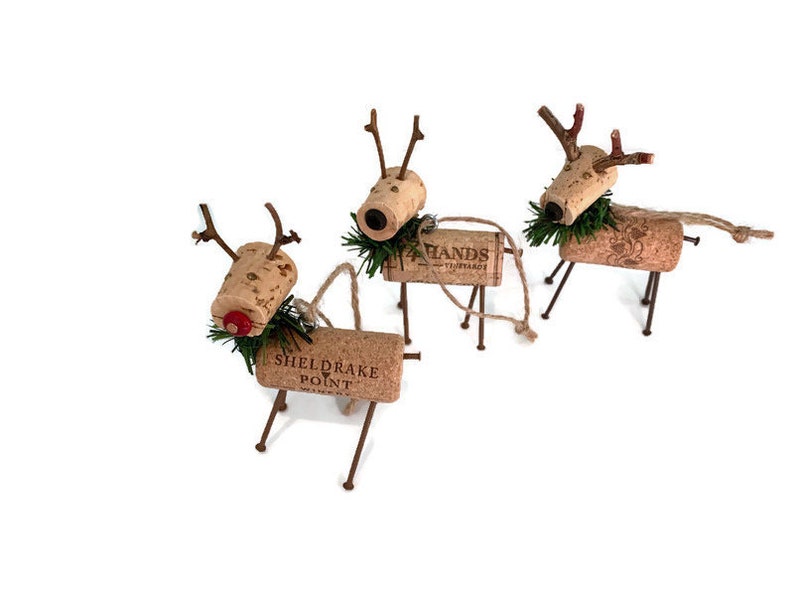 Wine Cork red nosed Reindeer Ornament, Cork Ornament, Christmas ornament image 6
