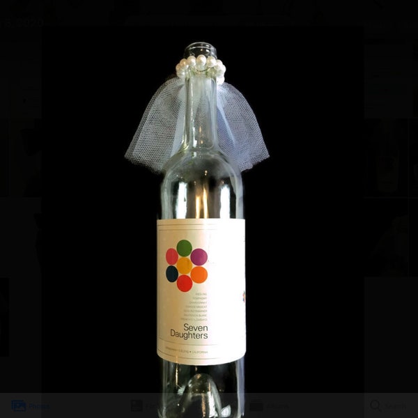 Bridal veil bottle decor, wedding veil whimsical topper for a bottle of wine or champagne to give or display. Great shower idea!