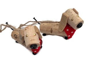 Dachshund cork ornament, upcycled cork dachshund