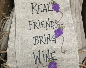 Reusable Wine gift bag, Linen gift bag, bottle gift bag