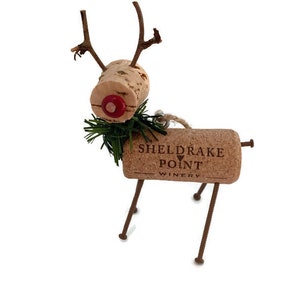 Wine Cork red nosed Reindeer Ornament, Cork Ornament, Christmas ornament image 5