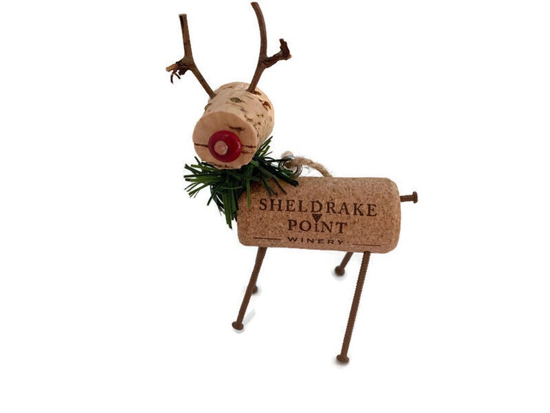 Wine Cork red nosed Reindeer Ornament, Cork Ornament, Christmas ornament image 5