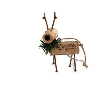 Wine Cork red nosed Reindeer Ornament, Cork Ornament, Christmas ornament image 3