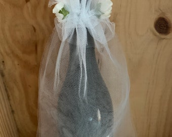 Bridal Veil Wine Bottle Topper, Wedding Decor