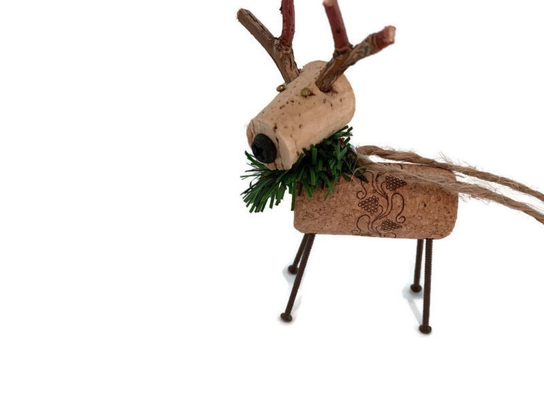 Wine Cork red nosed Reindeer Ornament, Cork Ornament, Christmas ornament image 4