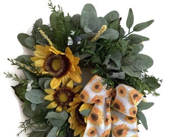 Sunflower wreath for door or wall