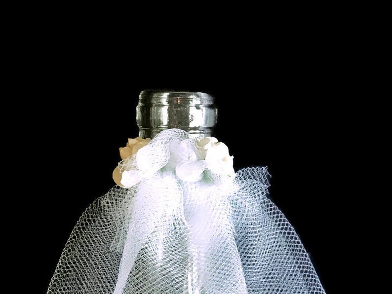 Bridal veil bottle decor wedding veil whimsical topper for a Etsy
