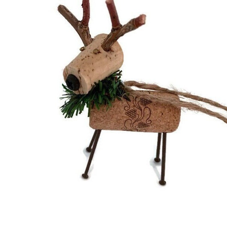 Wine Cork Reindeer Ornament, Cork Ornament image 1