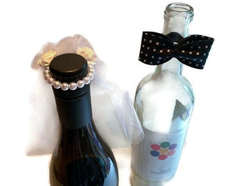 Wedding couple gift, fun wedding gift, bride and groom bottle toppers