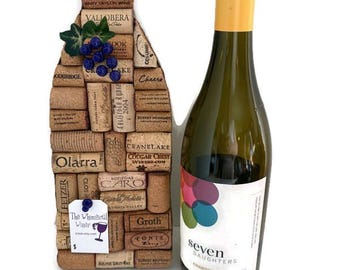 Wine Bottle Cork Board, Message Center, Unique Vineyard Corks, Jute Trimmed