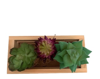 Faux Succulent gift set of three in mini crate