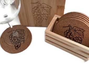 Cheeseboard and coaster bundle for wine