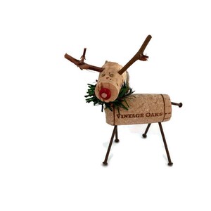 Wine Cork red nosed Reindeer Ornament, Cork Ornament, Christmas ornament image 2