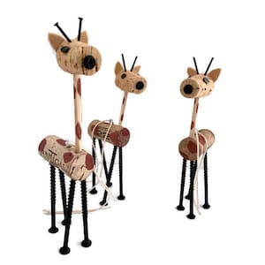 Cork Giraffe ornament, Recycled cork giraffe figurine