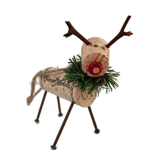 Wine Cork red nosed Reindeer Ornament, Cork Ornament, Christmas ornament image 7