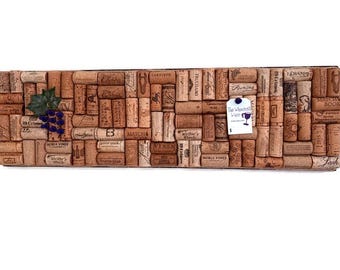 Upcycled Wine Cork Memo Board, Vertical or Horizontal Display, Grape Cluster Accent