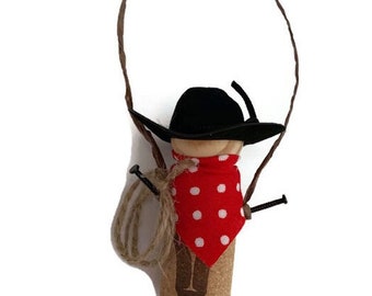 Upcycled cork cowboy, Cowboy recycled cork ornament