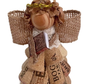 Book Club Angel cork ornament, angel figurine