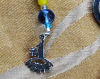 Pretty Handmade "#1 Mama" Beaded Bookmark, Sterling Charm, Multi-Colored Beads, Mother's Day