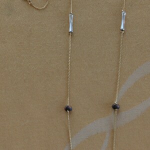 LIZ CLAIBORNE bruin, goud, zilver Beaded Chain ketting, vintage, 34 &quot;-37&quot; (K14)