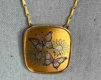 REED & BARTON Damascene Butterfly Necklace, Gold tone, 18”, 20” (M17)