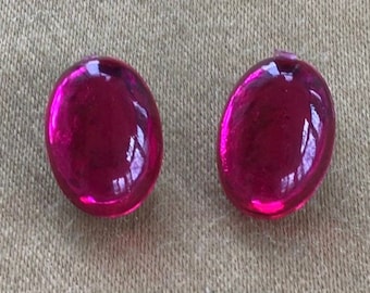 Vintage Retro Purple Cats Eye Amethyst Rhinestone Earrings 80/'s Art Deco Revival