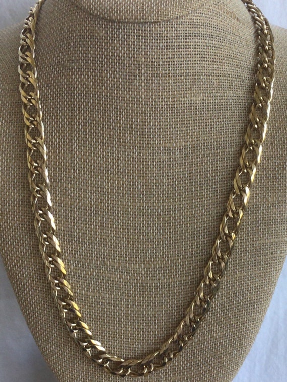 Gold tone Chain Link Necklace, 24”, Unisex, Vinta… - image 1