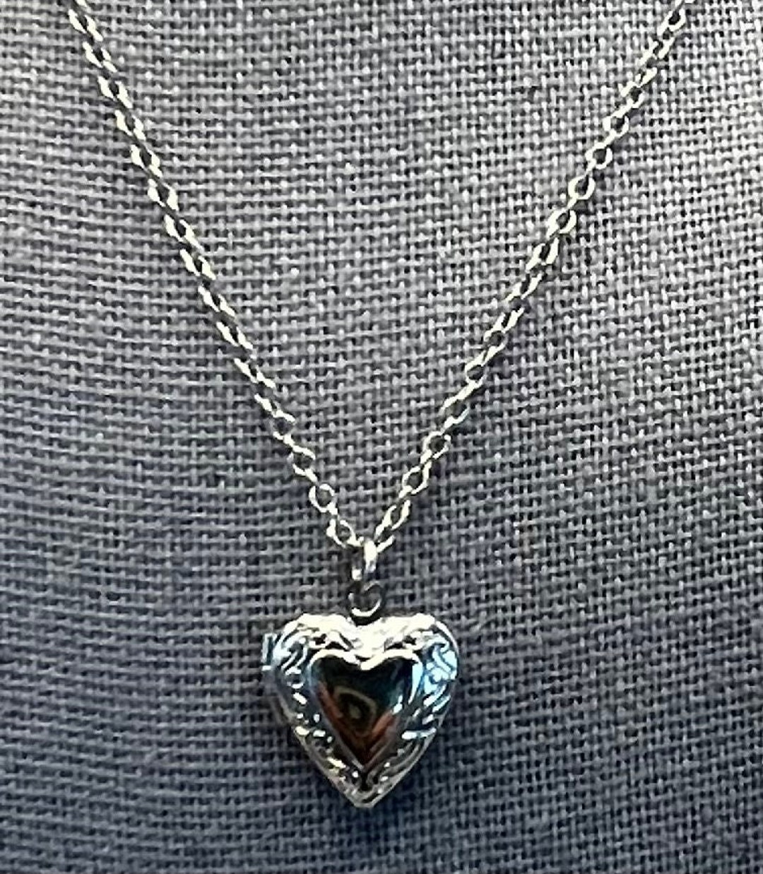 Silver Tone Heart Locket Pendant Necklace, 15-1/2”-16-1/2