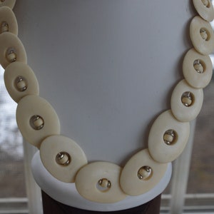 Large Bone Beaded Necklace, Tribal, Vintage, 21-3/4&quot;