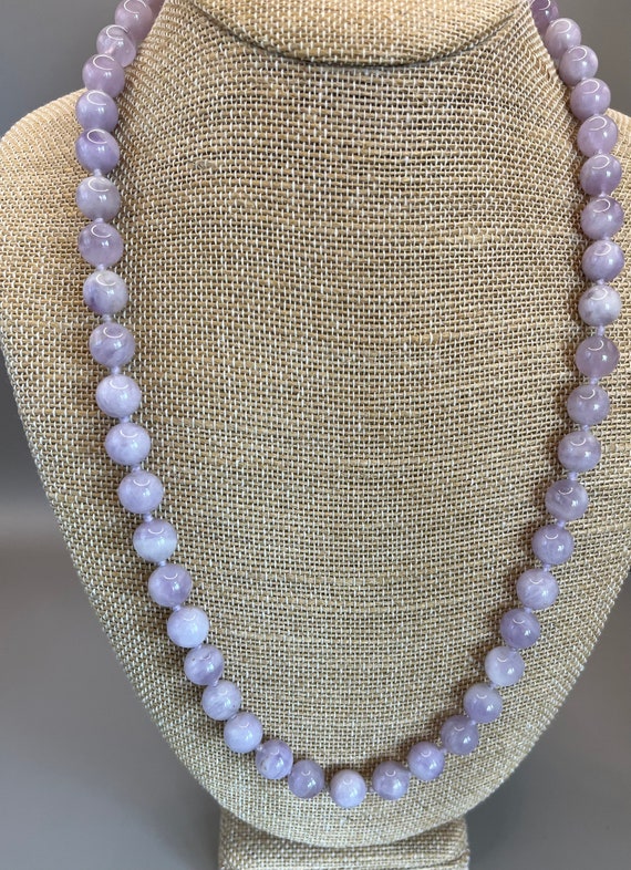 Light Amethyst 10mm Beaded Necklace, 24”