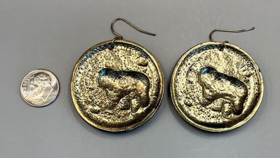 Boucles D'oreilles Vintage Clips éléphants Laiton - Occasion, Créateur Défilé