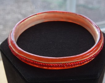 Pretty Vintage Red Plastic Bangle Bracelet