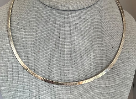 Sterling Silver Flat Omega Necklace, 18”, Vintage - image 2