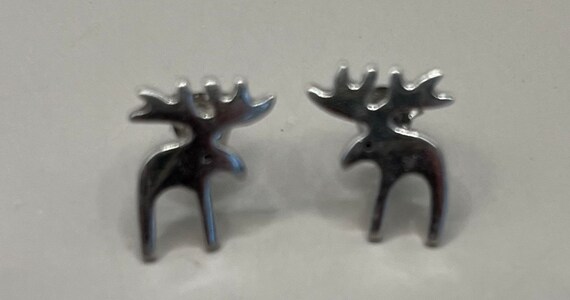 PIERCED Sterling Moose Pierced Earrings, Vintage … - image 2