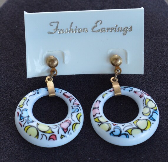 Plastic colored shop hoop earrings