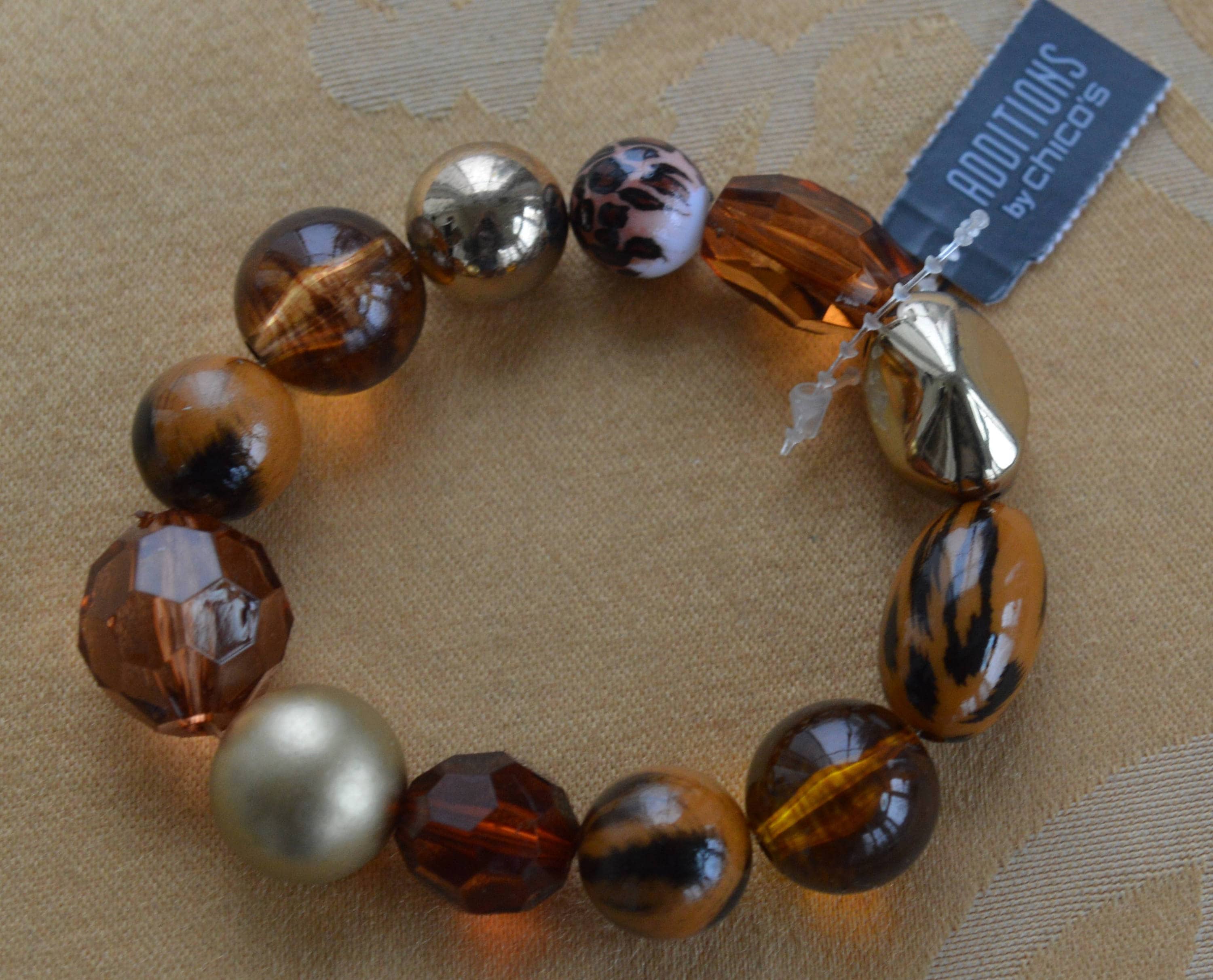 CHICO'S フェイクアンバー、ヒョウ柄、タイガー柄 プラスチック