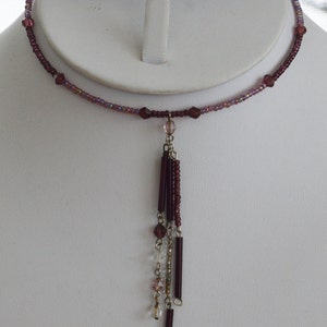 Collier Sautoir Vintage En Perles De Rocaille Mauve - Long Et élégant Pour Soirées