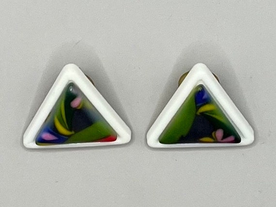 PIERCED Multi-colored Plastic Triangular Pierced … - image 2