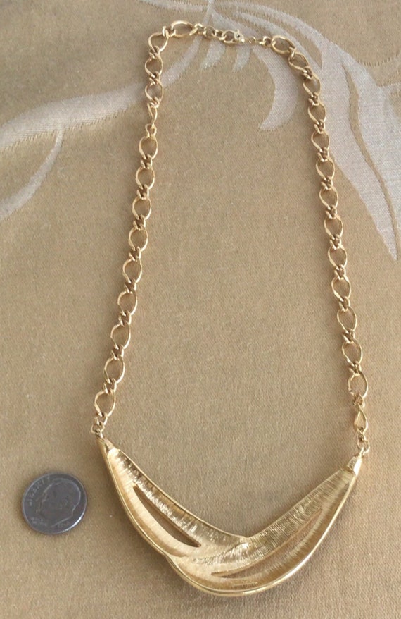 MONET Black Enamel, Gold tone Modern Necklace, 16… - image 3