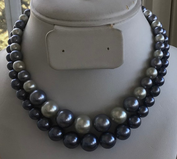【2plan】23SS★ [MADE] Double-mold beads necklace 2 Strand Faceted Black Glass 23